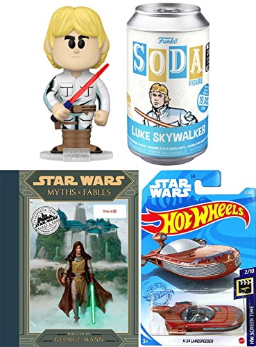 Comic Edition Star Wars Pop Soda Figure Exclusive Bundled with Retro Iconic Luke Skywalker Light Saber Use The Force Exclusive + Myths & Fables Book & Land Speeder 3 Items