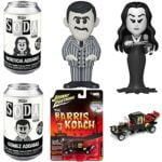 Kooky TV Figure Creepy Pack Classic Addams Family Vinyl Soda Characters + Morticia & Gomez Weird Fun + The Munster's Koach Car Spooky Retro 60's Icons 3 Items