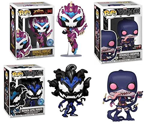 3 Prominent Ladies Having Fun in Marvel's Multiverse Funko Pop! Venom Exclusives: Venomized GwenPool 837/ Mayhem (April Parker 676/ Spider-Man Maximum Venom Venomized Ironheart 842 (3 Pops!)