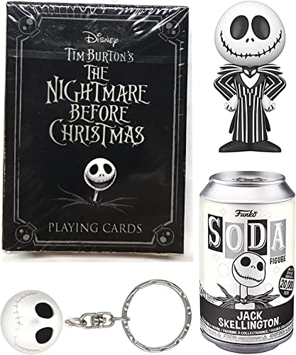 Night Can Jack Skellington Soda Figure NBX Vinyl Nightmare Before Christmas Bundled with Parks Art Image Playing Card Deck + Halloweentown Hanger icon - 3 Items