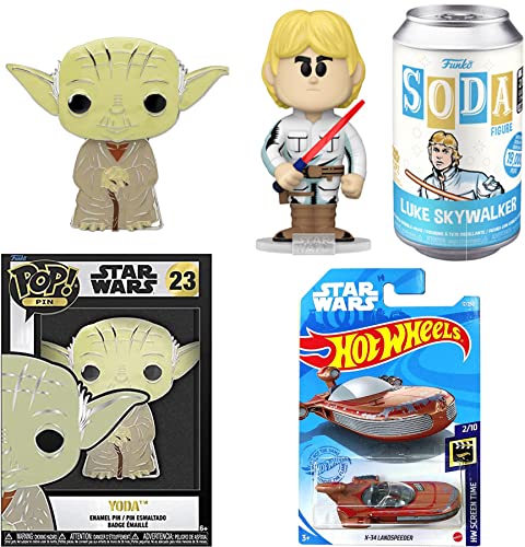 Galactic Comic Luke Star Wars Pop Soda Figure Exclusive Bundled with Retro Iconic Edition Skywalker Light Saber Use The Force Exclusive + Myths & Jedi Yoda Display & Land Speeder 3 Items