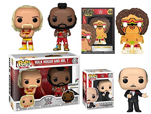 Let Me Tell You Something... WWE Funko Pop! Bundle: The Ultimate Warrior Funko PoP! Pin 02 + "Mean Gene Okerlund 73 + Exclusive Hulk Hogan + Mr T. 2 PK (4 Figures)