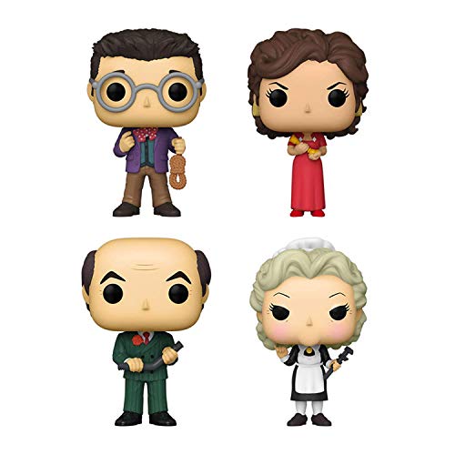 Funko Pop! Set of 4 - Retro Toys Clue - Professor Plum w/Rope, Miss Scarlet w/Candlestick, Mr.Green w/Lead Pipe and Mrs.White w/Wrench