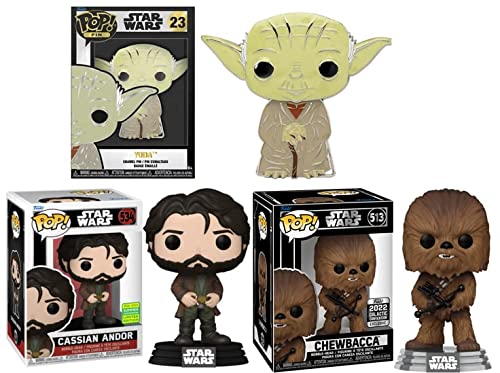 Can You Feel The Force? Funko Star Wars Bundle: + Funko POP! Star Wars – Cassian Andor 534 (SDCC 2022 Exclusive) + Chewbacca Convention Exclusive Black Box 513 + Pop! Pin Yoda 23 (3 Pops!)