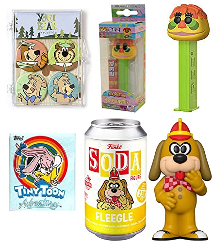 Fantastic Dragon & Banana Splits Soda Figure Fleegle Tra-La Bundled with H.R. Pufnstuf Dispenser + Tiny Toons Trading Cards + Yogi Bear Mag Set Retro Fun 4-Items