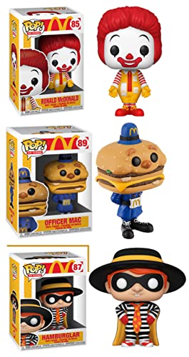 Over 1 Billion Served... McDonald's Funko Pop Bundle: Ronald McDonald 85/ Officer Mac 89/ Hamburglar 87 McDonalds Fast Food Kings (3 Pops!)