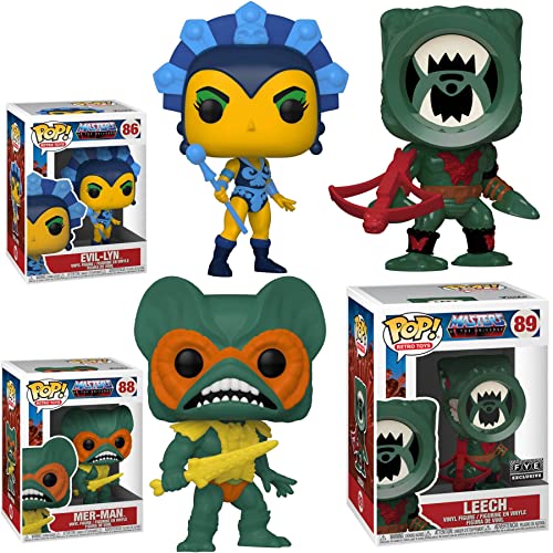 Suction Man He-Man and The Masters of The Universe Horde Pop! Figure Exclusive Leech Bundled with Television Series Motu Cartoon Pack Evil-Lyn + Mer-Man Character 3 Items