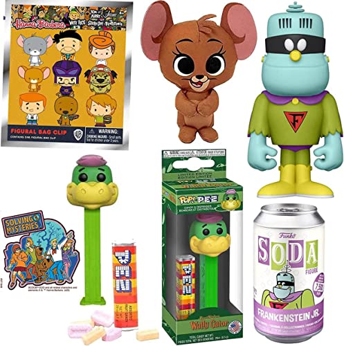 Sat Morning Toons Wacky Fun Impossibles Retro Wally Gator Pop! Figure Head Character Bundled with Tom & Jerry Mouse Mini + Frankenstein Jr. Soda + WB Clip Hanger Scooby-Doo Flintstones 4 Items