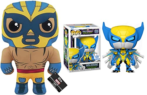Marvel's Fiercest Mutant Funko Bundle: Plushies El Animal Indestructible (Wolverine) 17.5in Lucha Libre Edition + Pop Marvel Mech Strike Monster Hunters Funko Store Exclusive Wolverine 996 (2 Items)