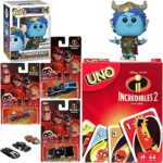 Warrior Disney Funko Pack: PoP! Pixar Figure Onward Barley Exclusive/ Incredible Disney Mini Car Set Family Pack/ Uno Mr. Incredible 2 (5-Items)