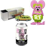 Fink Soda Rat Hot Rod Figure Can Character Bundled with Pink Rat Fink Edition + Green Ford Wagon Die-Cast Car 2 Items Fink Soda Rat Hot Rod Figure Can Character Bundled with Pink Rat Fink Edition + Green Ford Wagon Die-Cast Car 2 Items