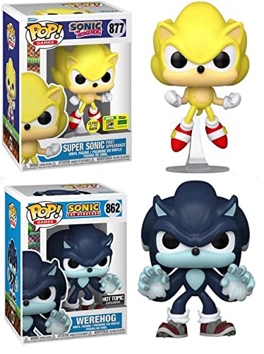 Faster Than Fast Funko Pop! Games Sonic The Hedgehog Bundle: Super Sonic First Appearance GITD 2022 Summer Convention Exclusive 877 + WEREHOG - Sonic The Hedgehog Store Exclusive 862 (2 Pops!)