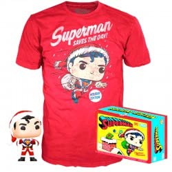 Funko 137191 POP & Tee DC Comics Superman Exclusive Flocked Figure Set Action, Multicoloured