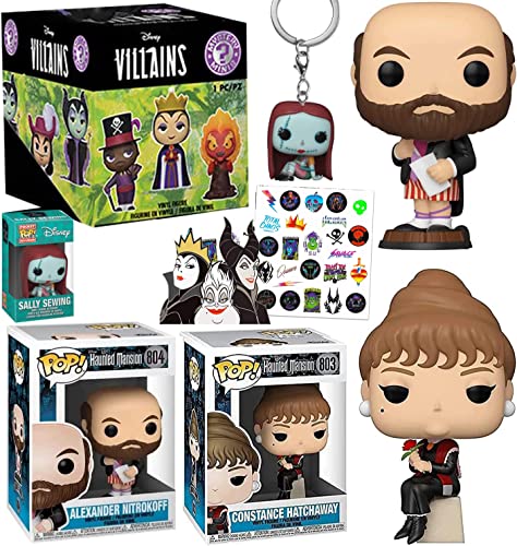 Scare you Witches & Villains Evil ones Haunted Figure Pop! Portraits Mansion Attraction Bundled Villainous Wicked & Villain Mini Blind Bad Box + Sally Nightmare Before Christmas Hanger + Tatts 5 items