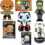 Ghouls Pack Frankenstein Monsters Classic Universal Horror Figure Soda Bundled with Characters Dracula + Wolfman Silver Screen Movie Pop! Enamel Big Pin! + Creepy Cards 4-Items