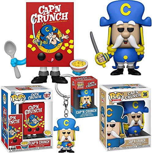 Double Captain Ad Icon Figures Quaker Pop! with Sword Bundled with Crunch Box Cap'n Classic + Bowl Pocket Hanger 3 Items