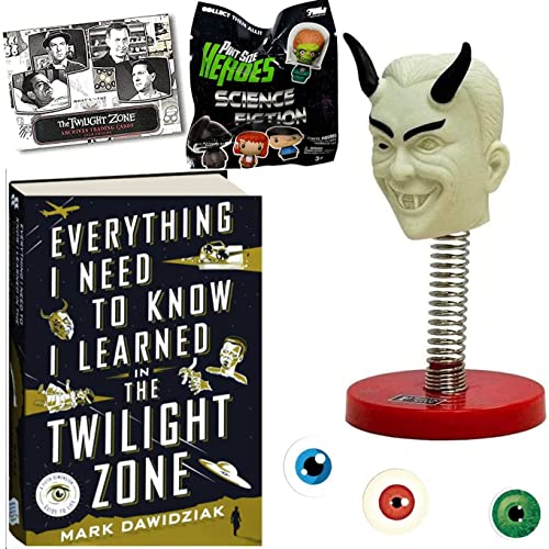 Sci-Fi Zone Pint Size Blind Bag Figure Bundled with Twilight Zone Nick of Time Mystic Seer Devil Spring Bobble Head + Trading Cards + Another Dimension Figure Tribute Book + Creepy Eyes 3-Items