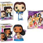 The Best Disney Princess Starter Pack Funko Bundle: Pocahontas 1017 + Beauty and The Beast Belle 1132 + Disney Princess Figural Bag Clip Series 31 (3 Figures)