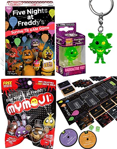Games Sim Star Figure Five Nights at Freddy's Simulator Bundled with Rock Star Survive 'Til 6AM Wild Game + Character Pocket PoP! Neon Foxy + FNAF Mini Mymoji Blind Bag 3 Terrifying Items