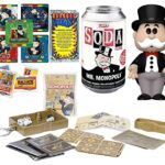 Rich Uncle Moneybags GO Monopoly Figure Soda Icon Uncle Penny Bags Character Bundled with Classic Mini Game Version + Vintage Toy Trading Cards & Game Sticker Pack 4 Items