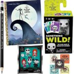 Wild! Jack Pint Sized Nightmare Before Christmas Mini Figure Bundled with Halloweentown Stickers + Jack Skellingotn Something Wild Game + 3D Figural Bag Clip + Book & Pencil 5 Items