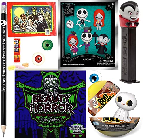 Boo! Mini Figure Capsule Creature Monster Hollow Fright Pack Bundled with Halloween Town Vampire Pez! Head + Horror Book + Creepy Nightmare Christmas 3D Hanger / Jack Pencil / Universal Cards 7 Items