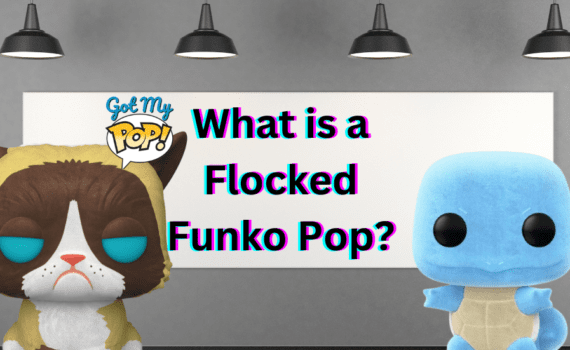 What is a flocked funko pop angry cat and squirtle